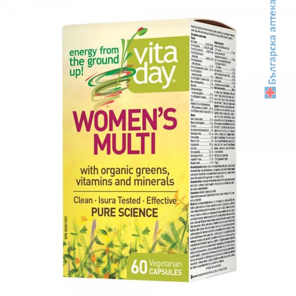 vitaday, мултивитамини за жени, мултивитаминна формула, натурални витамини, зелени храни, vitaday women's multi, multivitamins