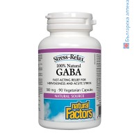 ГАБА (Гама Аминобутирова киселина), Natural Factors, 100 mg, 90 V-капс.
