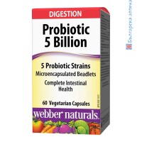 Пробиотик 5 млрд. пробиотици, Webber Naturals, 60 V-капс.