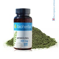 Спирулина - зелена супер-храна, Bioherba, 430 мг, 100 капсули