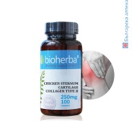 Пилешки колаген тип II - за здрави и подвижни стави, Bioherba, 250 мг, 100 капс.