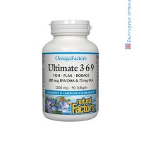 УЛТИМАТ ОМЕГА 3-6-9, 1200 mg, Natural Factors, 90 софтгел капсули    