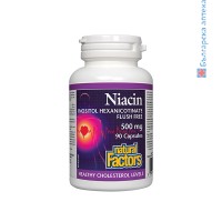 Ниацин Инозитол Хексаникотинат, Natural Factors, 500 mg, 90 капс.