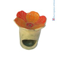Керамична Аромалампа Оранжево цвете Мъдрост, Биохерба