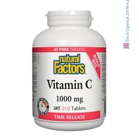 Витамин C и Биофлавони, Natural Factors, 1000 mg, 210 табл. с удължено освобождаване