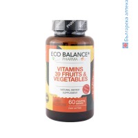 Витамини за възрастни с 39 плодове и зеленчуци, Eco Balance, 60 дъвчащи таблетки