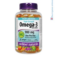 омега 3, triple strength, тройна сила, webber naturals, omega-3, рибено масло, софтгел капсули, хранителна добавка