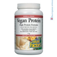 vegan protein, high protein formula, веган протеин, растителен протеин, протеин изолат, протеин тренировка, аминокиселини, изграждане мускули, чиста мускулна маса, протеин спортисти, чист протеин прах, natural factors, bilki bg, протеин цена