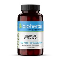 Витамин K2 натурален, Bioherba, 100 мкг, 60 капсули
