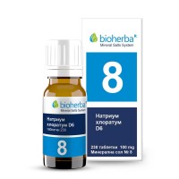 Минерална сол 8 Natrium Chloratum D6 - Натриум хлоратум, Bioherba, 100 mg, 230 табл.