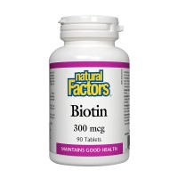 Биотин, Natural Factors, 300 mcg, 90 табл.