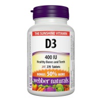 Витамин D3, Webber Naturals, 400 IU, 270 табл.