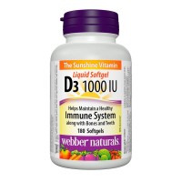 Витамин D3, Webber Naturals,1000 IU, 180 софтгел капс.