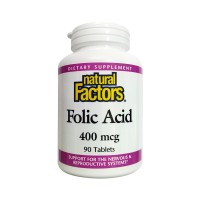 Фолиева киселина, Natural Factors, 400 мкг, 90 табл.
