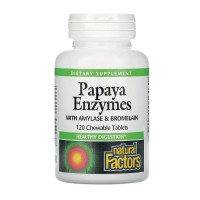 Папая ензими с Амилаза и Бромелаин, Natural Factors, 120 дъвчащи табл.