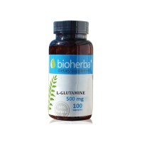 Л-Глутамин - за мускули и енергия, Bioherba, 500 мг, 100 капсули