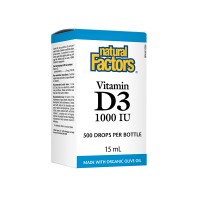 Витамин D3 капки, Natural Factors, 1000 IU, 15 мл.