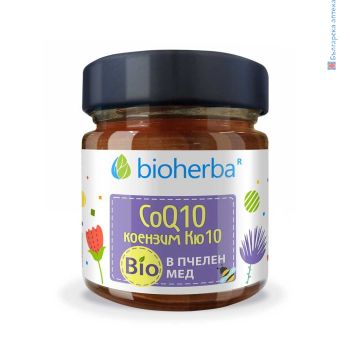 Коензим Q10 в Био Пчелен мед, Bioherba, 280 грама, биохерба