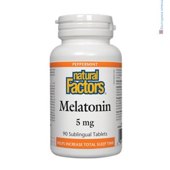 мелатонин, natural factors, 5 mg, melatonin, сън, заспиване, нервна система, таблетки, релакс, вечер, стрес, натурал факторс, bilki bg