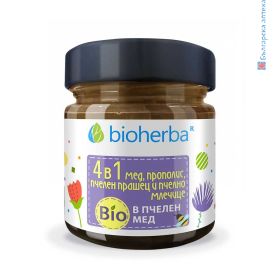 Пчелен Микс 4 в 1 в Био Пчелен мед, Bioherba, 280 грама, биохерба