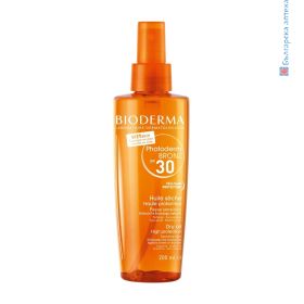 photoderm, bronz, spray, bioderma, фотодерм, брозн, слънцезащитно, олио, спрей, spf30